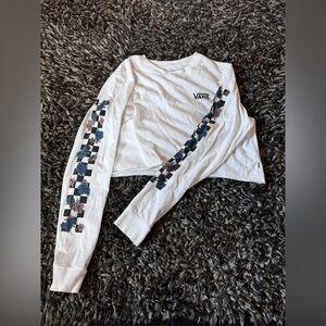 Vans White Long Sleeve with Checkered Detail